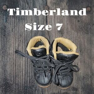 Timberland Black and Tan Kids Boots